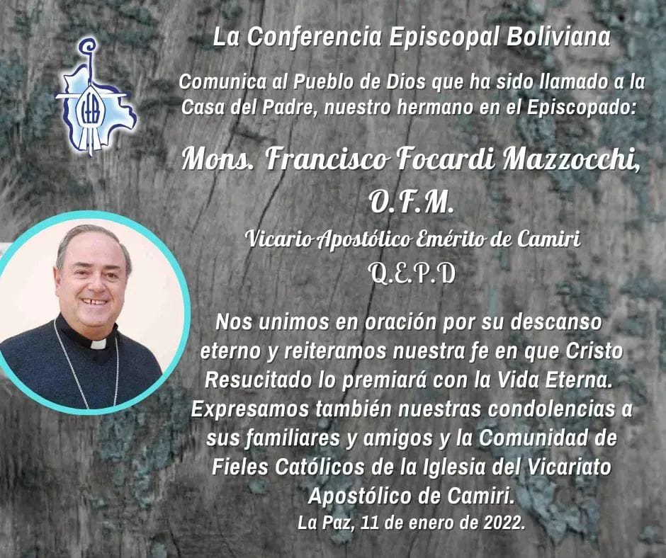 Comunicato Conferenza Episcopale Boliviana per la morte di Padre Francesco